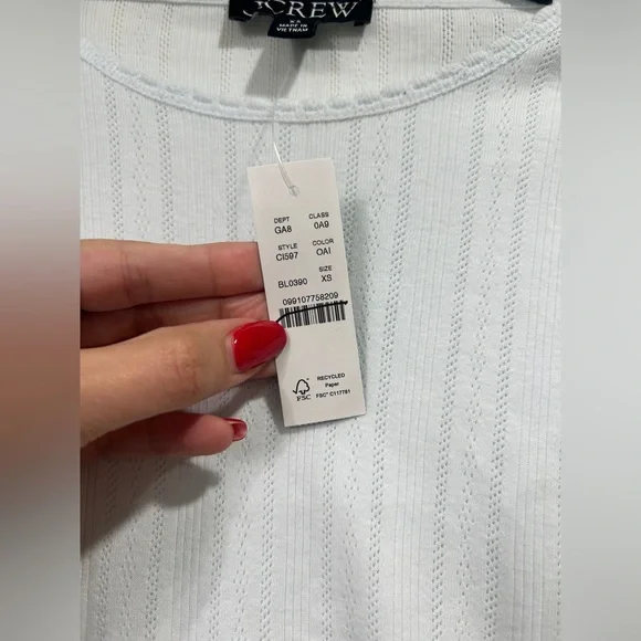 J. Crew Women's Light Blue Pointelle Short-Sleeve T-Shirt, Size XS - Picture 6 of 10